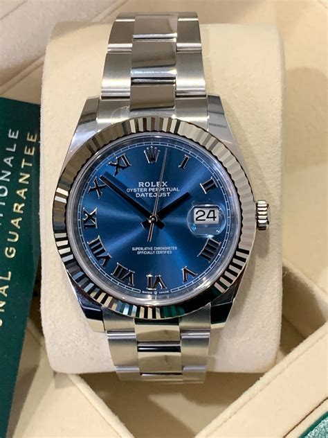 rolex blue roman 41mm|rolex datejust 41 white gold.